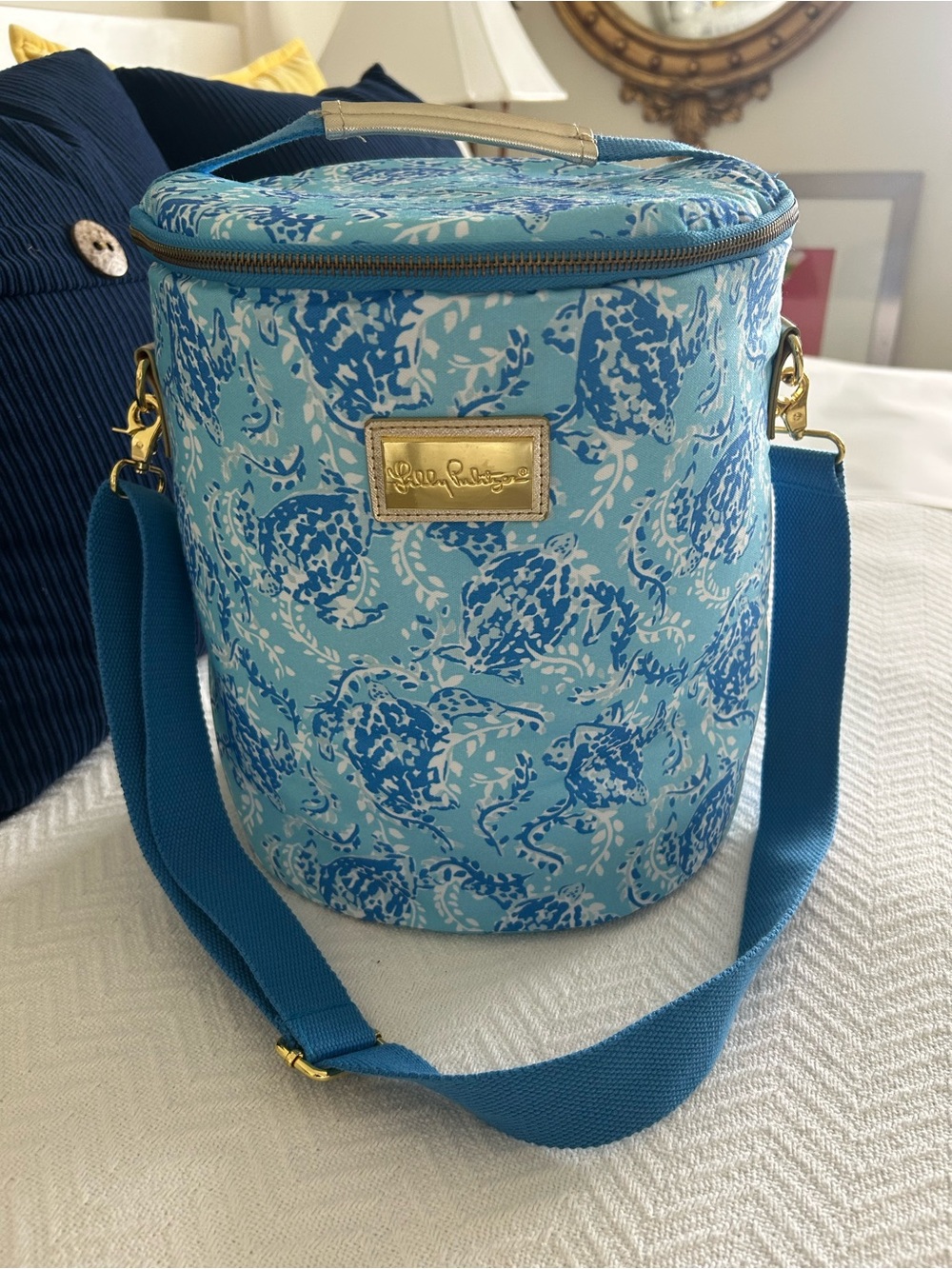New Lilly Pulitzer beach Cooler Bag Light Blue & Navy Floral Beach Boat